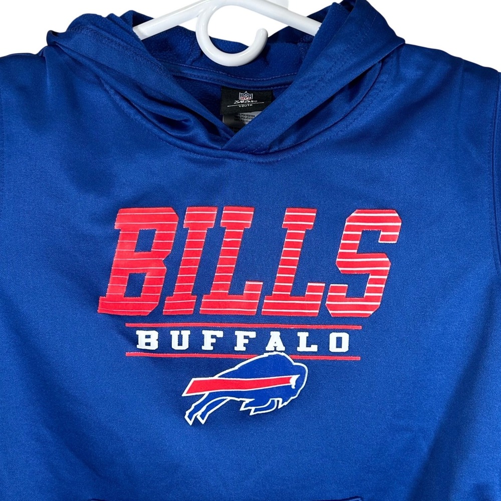 NFL Team Apparel Buffalo Bills Youth Blue Performance Hoodie Sweatshirt L 14/16